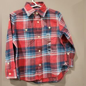 NWT Polo Ralph Lauren Coral Plaid Flannel Button Down shirt Sz 3T